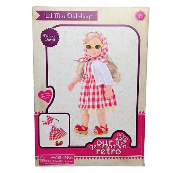 Our Generation Retro 18" Doll Clothes Lil Miss Dahling Deluxe Outfit Red Dress - Picture 1 of 7